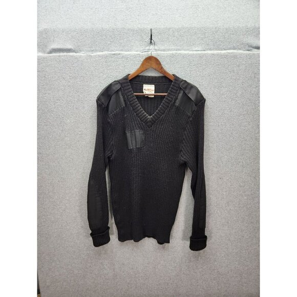 Brigade Quartermasters Mens Ribbed Wool Sweater With Shoulder & Elbow Patches Si - Picture 1 of 3